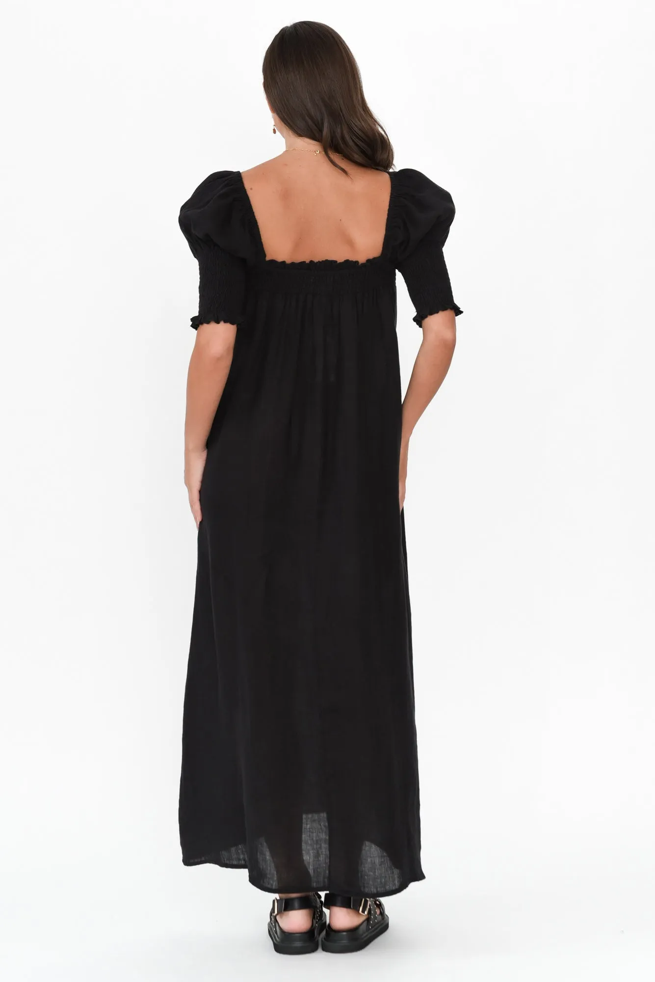 Bethania Black Linen Dress sold by Blue Bungalow product image thumbnail 4