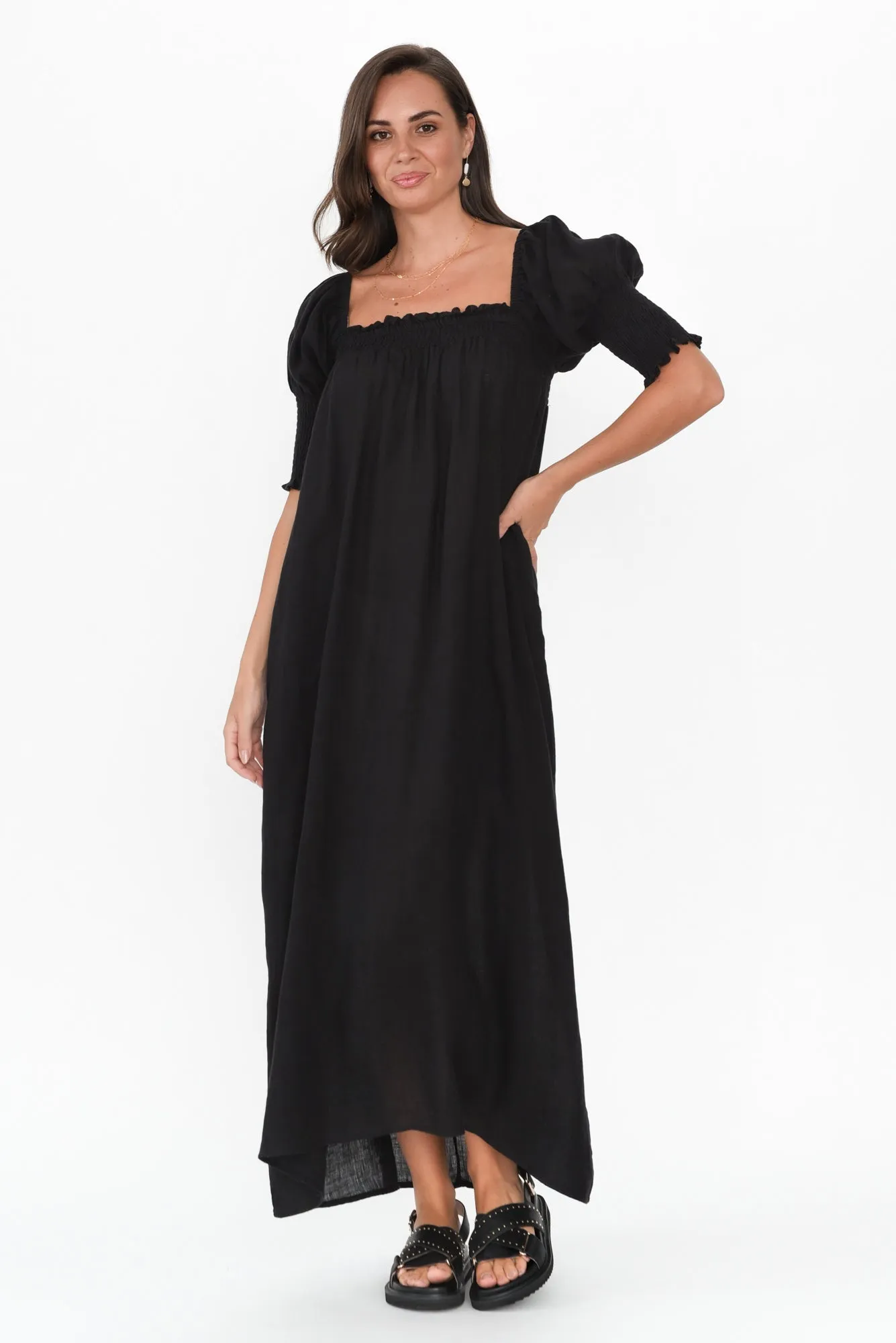 Bethania Black Linen Dress sold by Blue Bungalow product image thumbnail 2