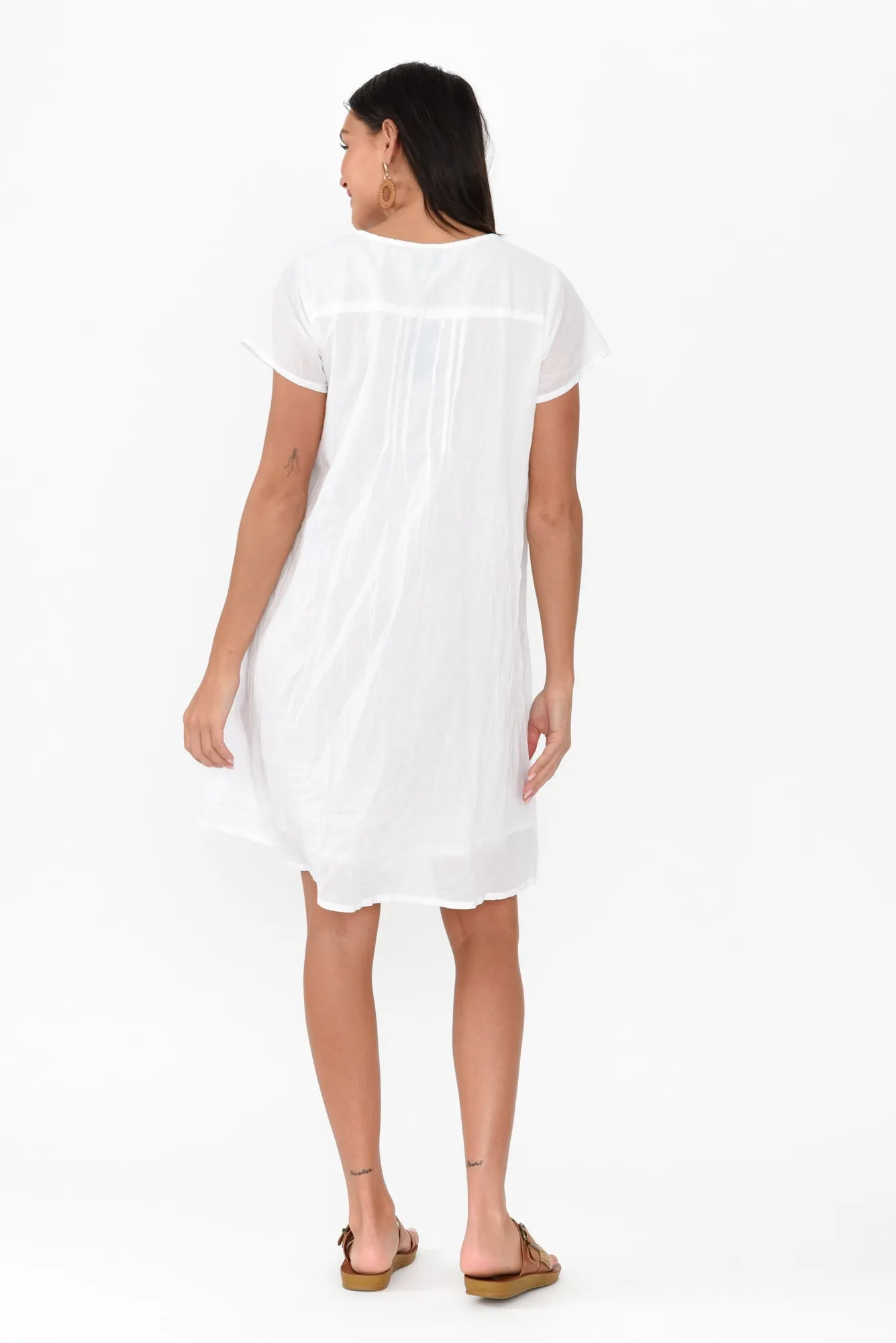Sabina White Crinkle Cotton Dress sold by Blue Bungalow product image thumbnail 4