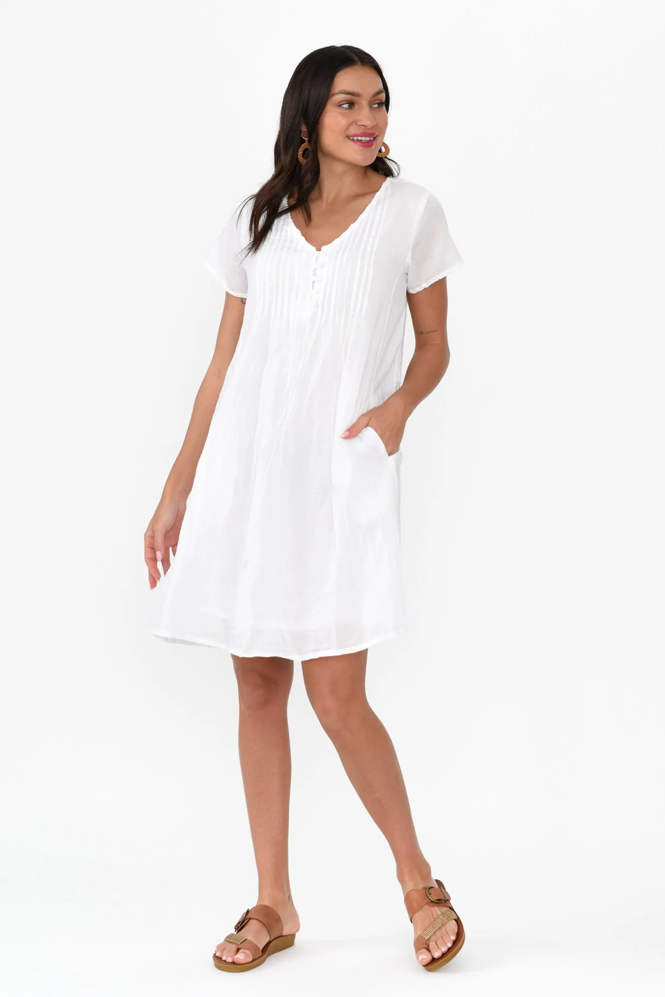 Sabina White Crinkle Cotton Dress sold by Blue Bungalow product image thumbnail 2