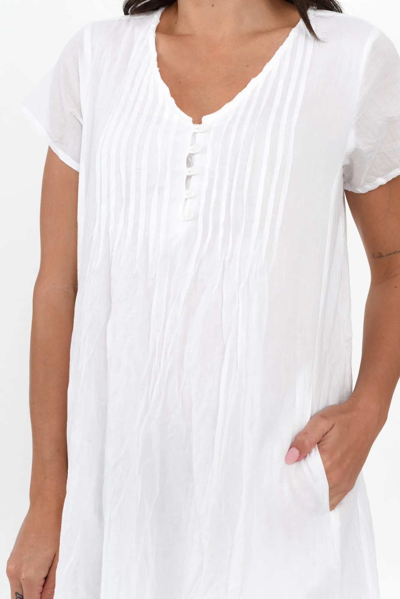Sabina White Crinkle Cotton Dress sold by Blue Bungalow product image thumbnail 5