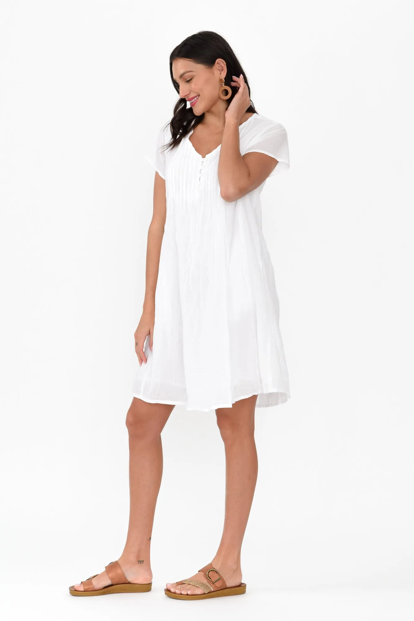 Sabina White Crinkle Cotton Dress sold by Blue Bungalow product image thumbnail 3