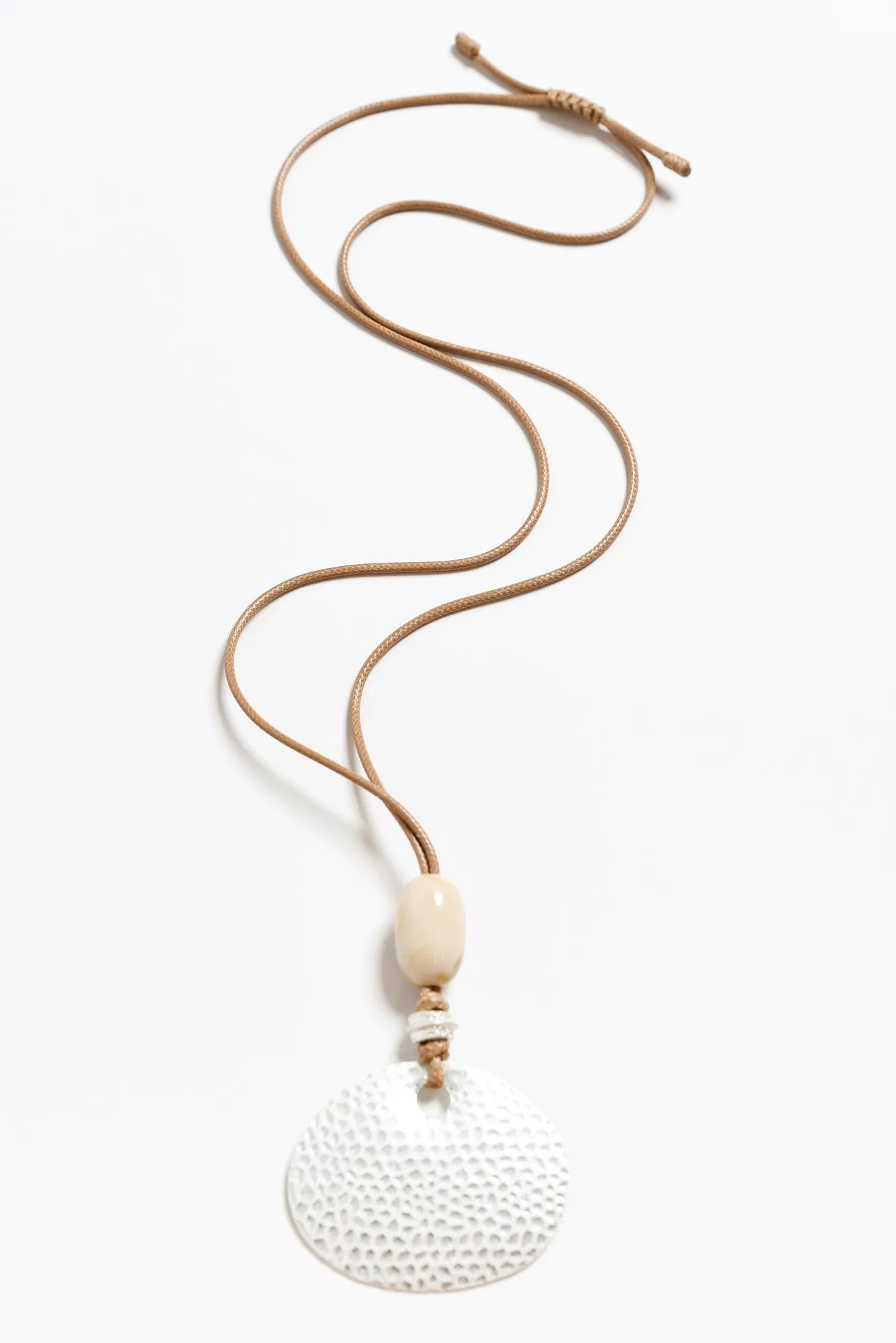 Kim Silver Disc Pendant Necklace sold by Blue Bungalow