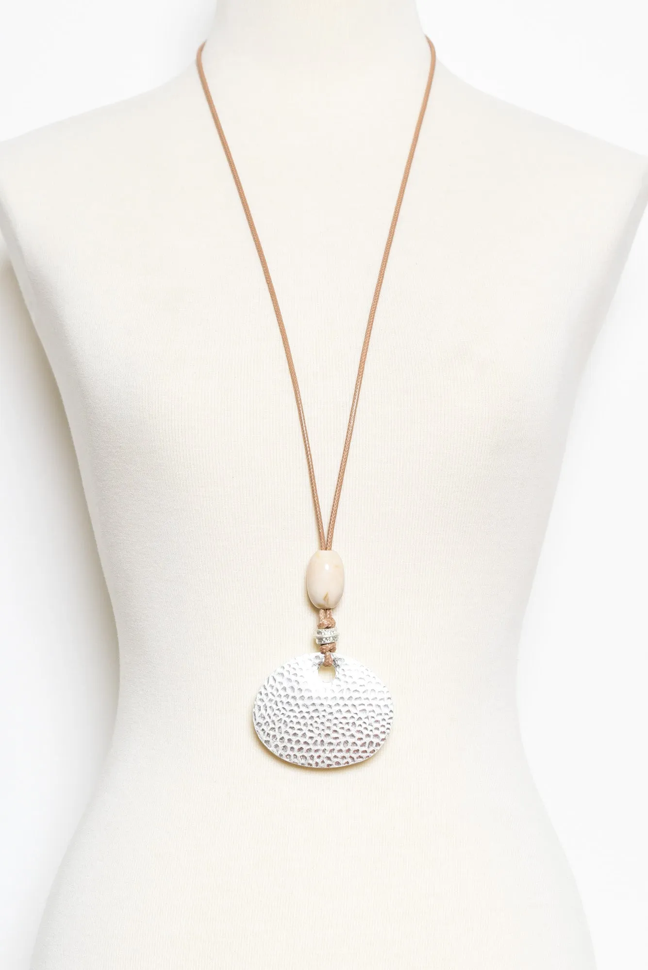 Kim Silver Disc Pendant Necklace sold by Blue Bungalow product image thumbnail 2