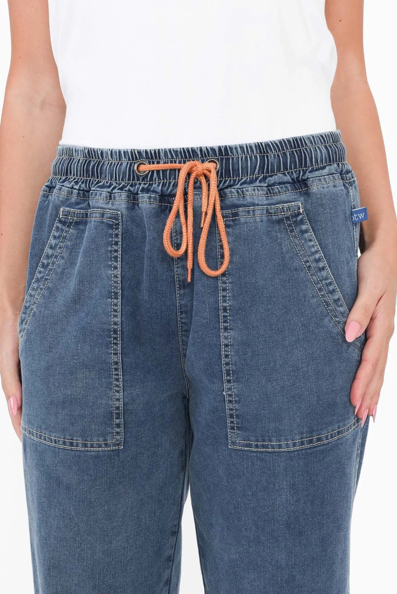Orbe Dark Blue Denim Drawstring Jeans sold by Blue Bungalow product image thumbnail 5