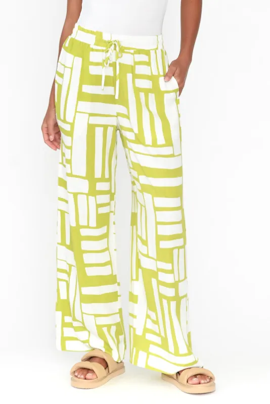 Burrows Green Abstract Wide Leg Pants sold by Blue Bungalow
