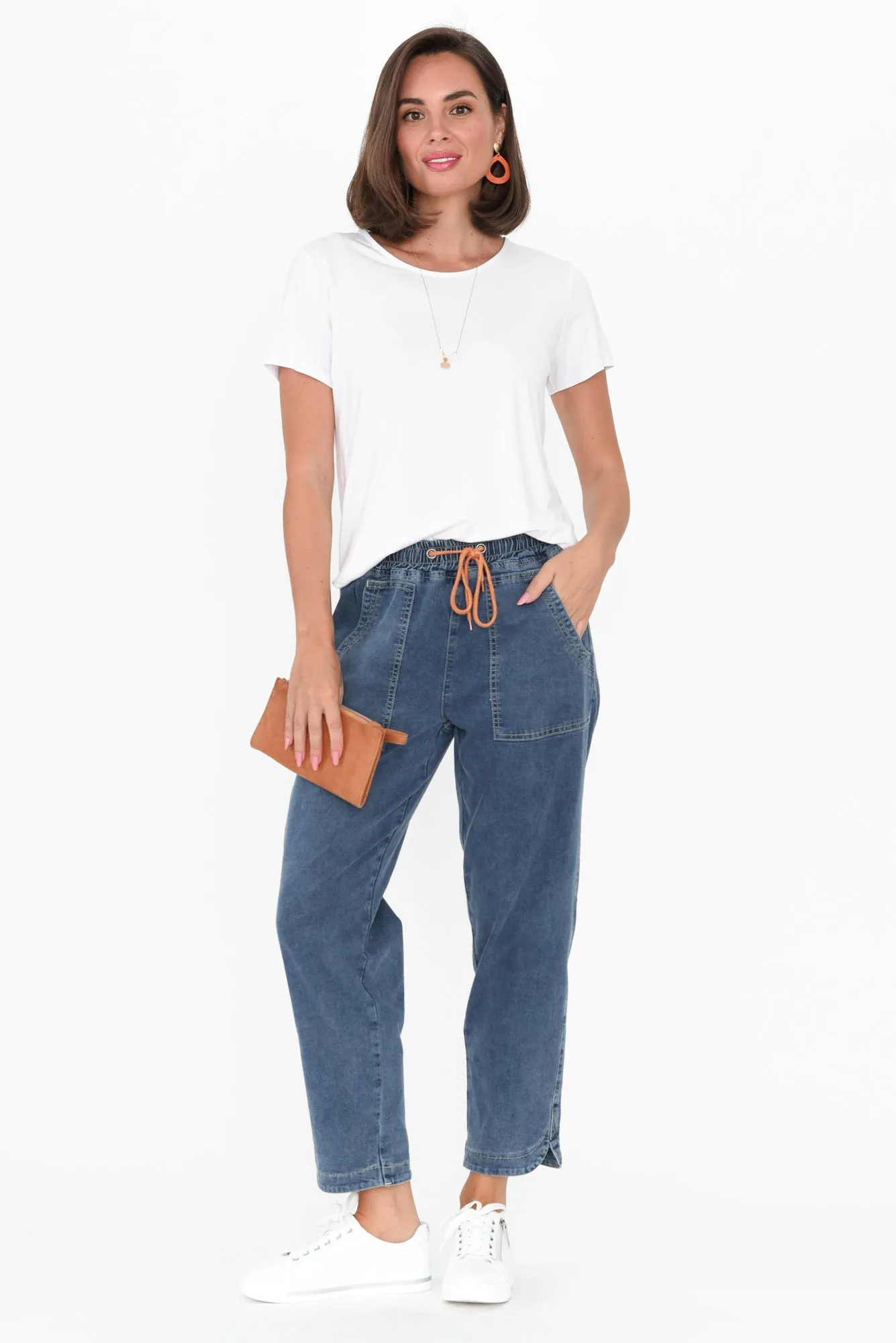 Orbe Dark Blue Denim Drawstring Jeans sold by Blue Bungalow product image thumbnail 2