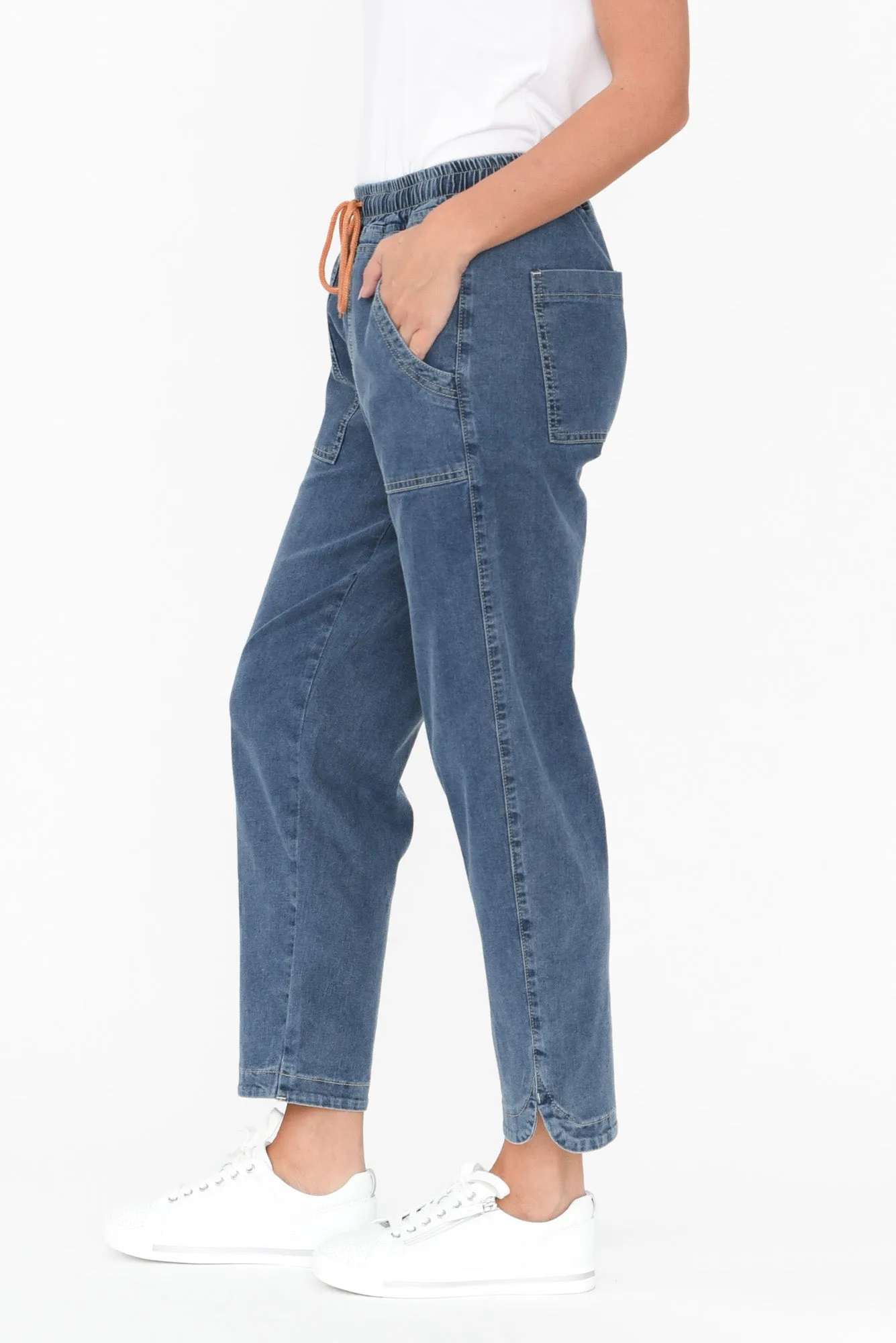 Orbe Dark Blue Denim Drawstring Jeans sold by Blue Bungalow product image thumbnail 3