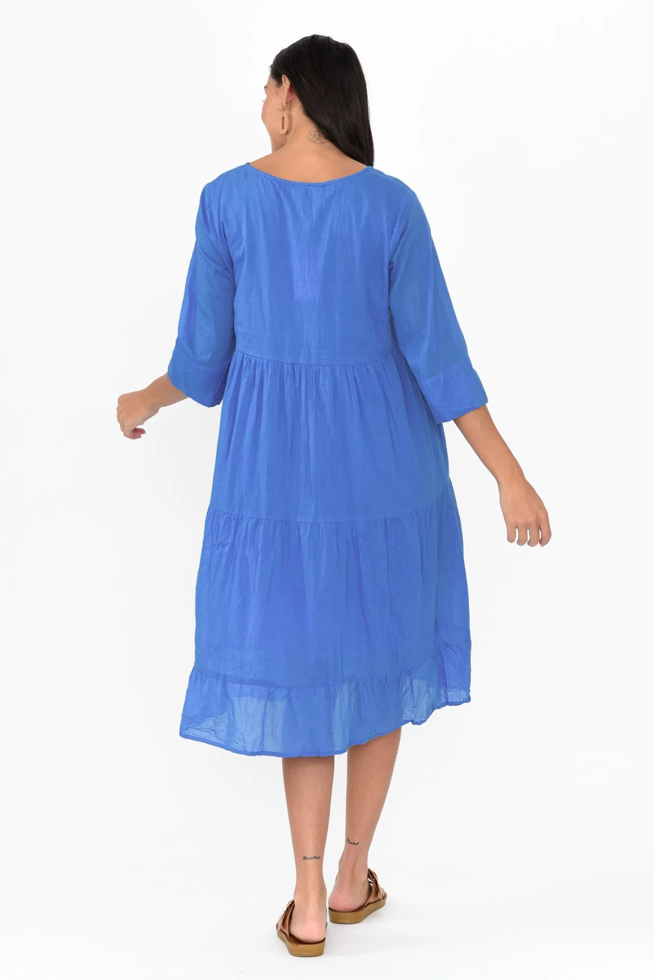 Milana Azure Blue Crinkle Cotton Dress sold by Blue Bungalow product image thumbnail 5