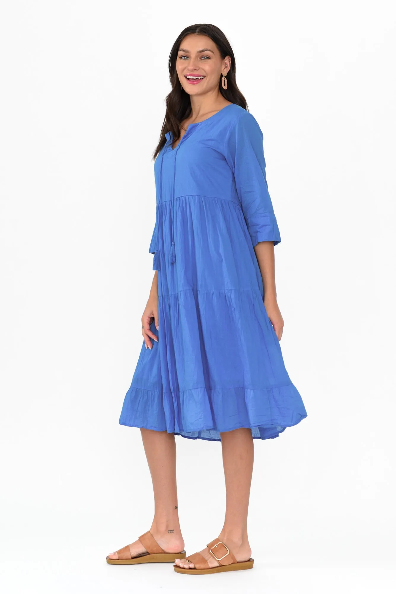 Milana Azure Blue Crinkle Cotton Dress sold by Blue Bungalow product image thumbnail 4