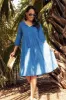 Milana Azure Blue Crinkle Cotton Dress sold by Blue Bungalow