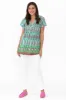 Fia Aqua Botanical Crinkle Cotton Top sold by Blue Bungalow