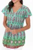 Fia Aqua Botanical Crinkle Cotton Top sold by Blue Bungalow