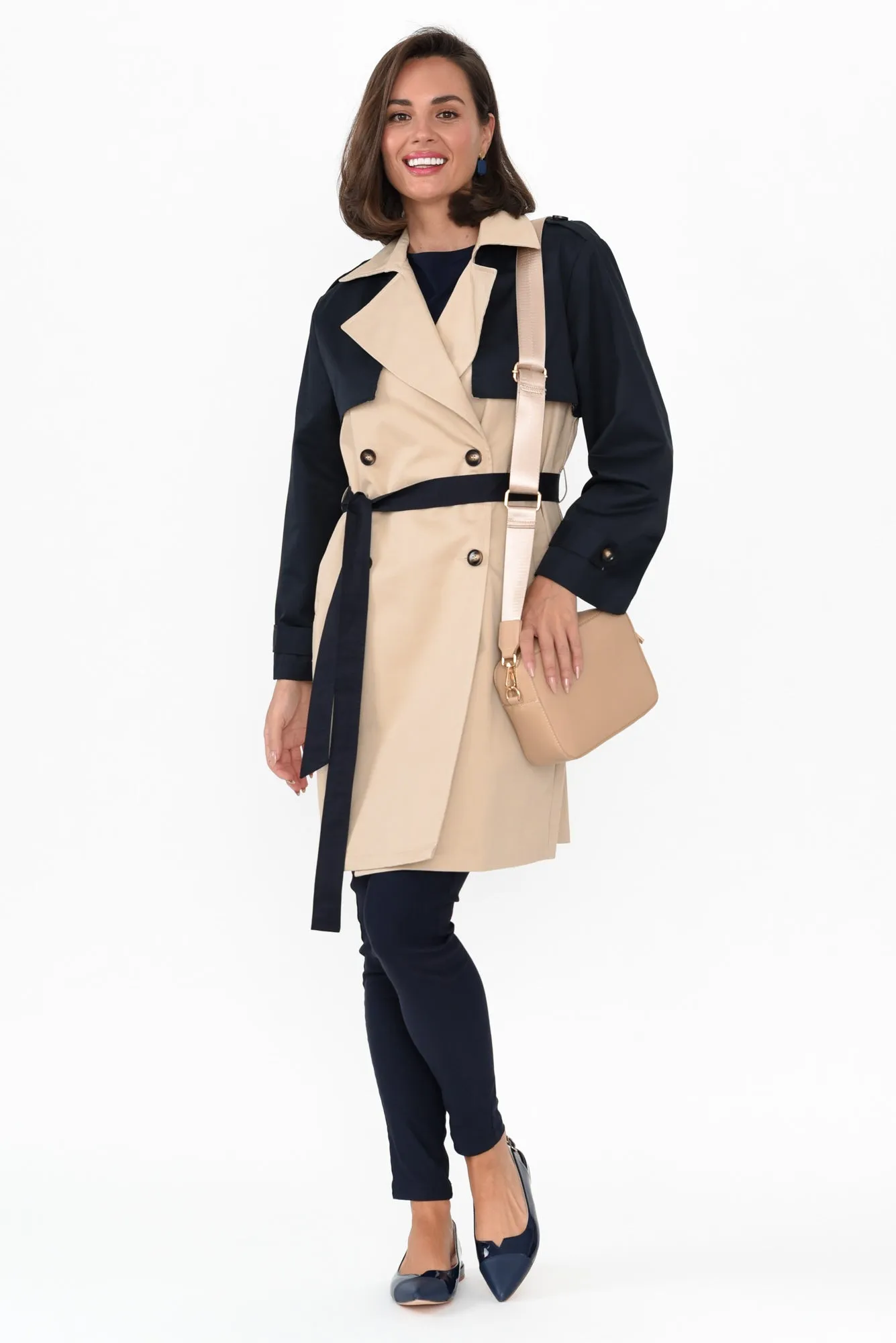 Jeana Beige Two Tone Trench Coat sold by Blue Bungalow product image thumbnail 2