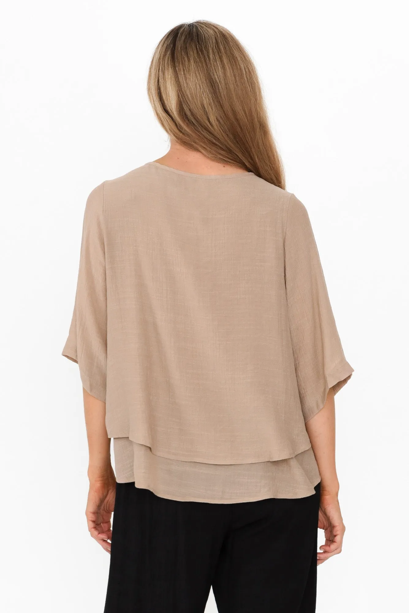 Liora Beige Layered Top sold by Blue Bungalow product image thumbnail 4