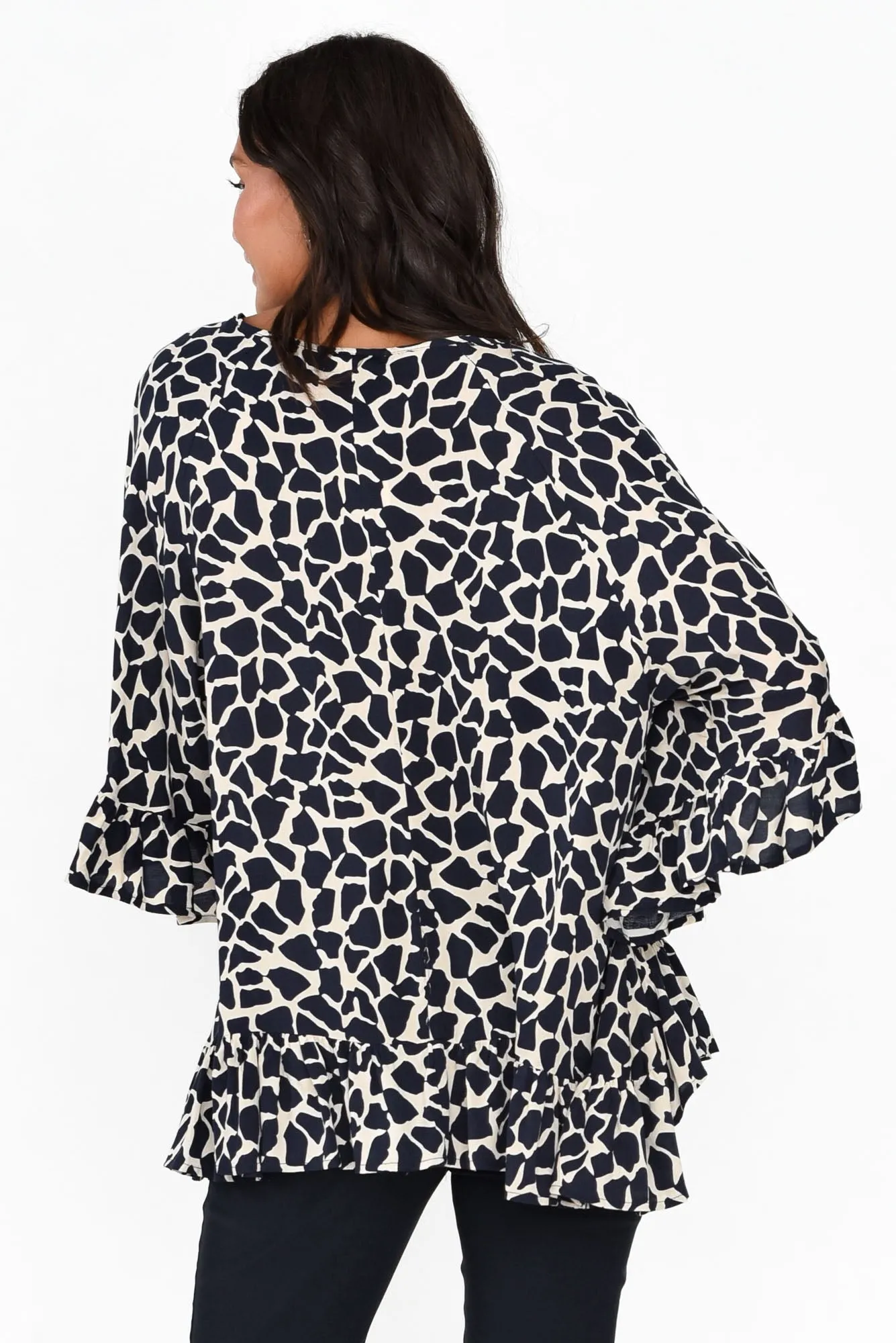 Chase Navy Abstract Tassel Ruffle Top sold by Blue Bungalow product image thumbnail 5