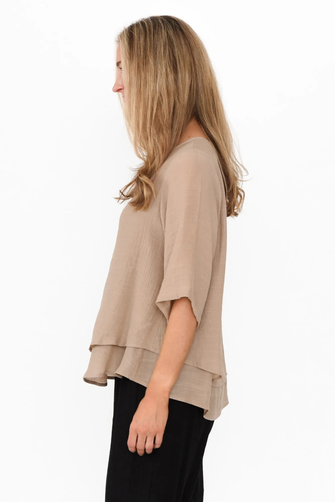 Liora Beige Layered Top sold by Blue Bungalow product image thumbnail 3