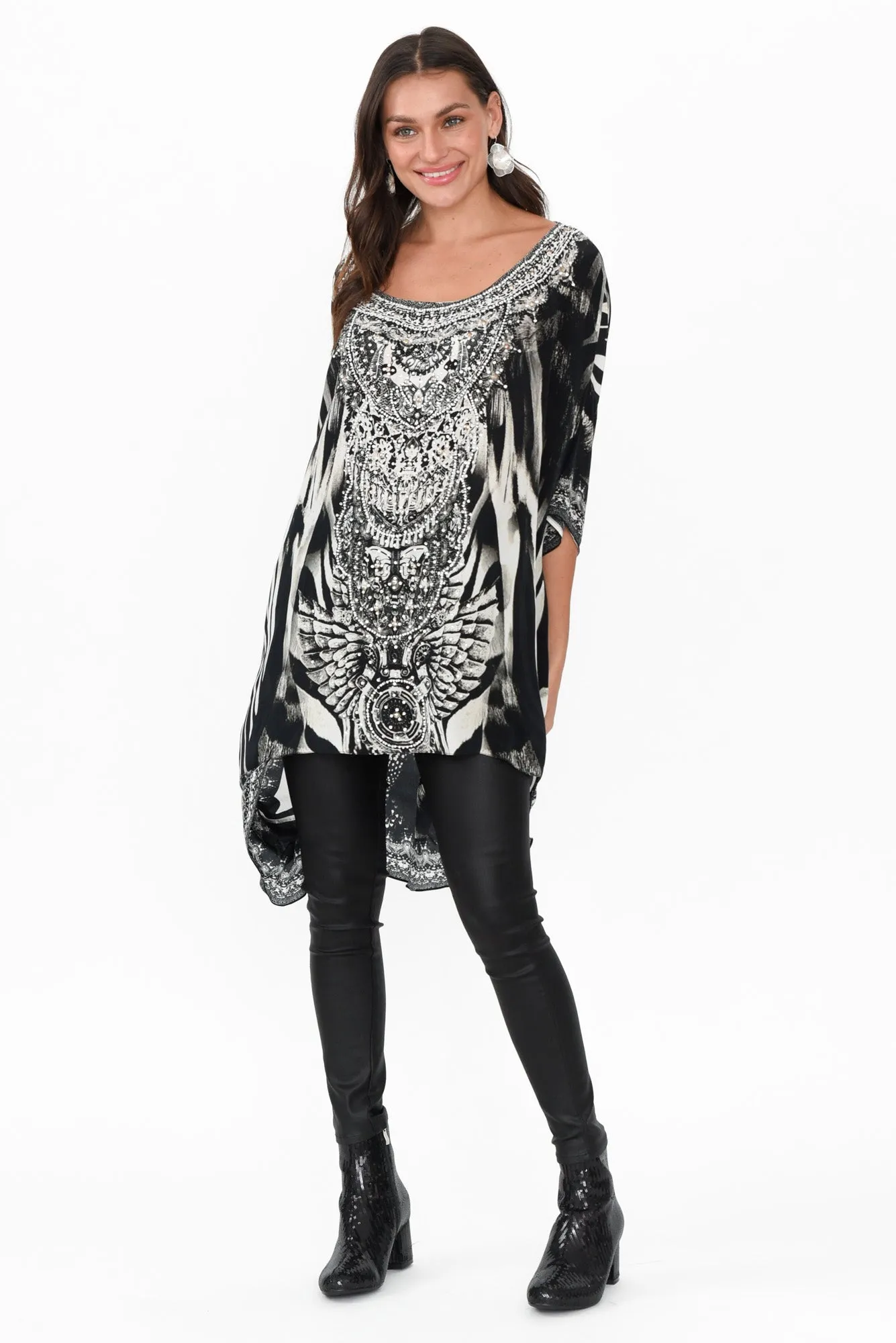 Zulu Black Silk Drape Top sold by Blue Bungalow product image thumbnail 2