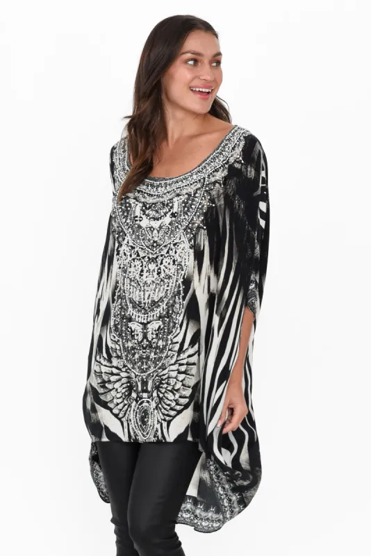 Zulu Black Silk Drape Top sold by Blue Bungalow