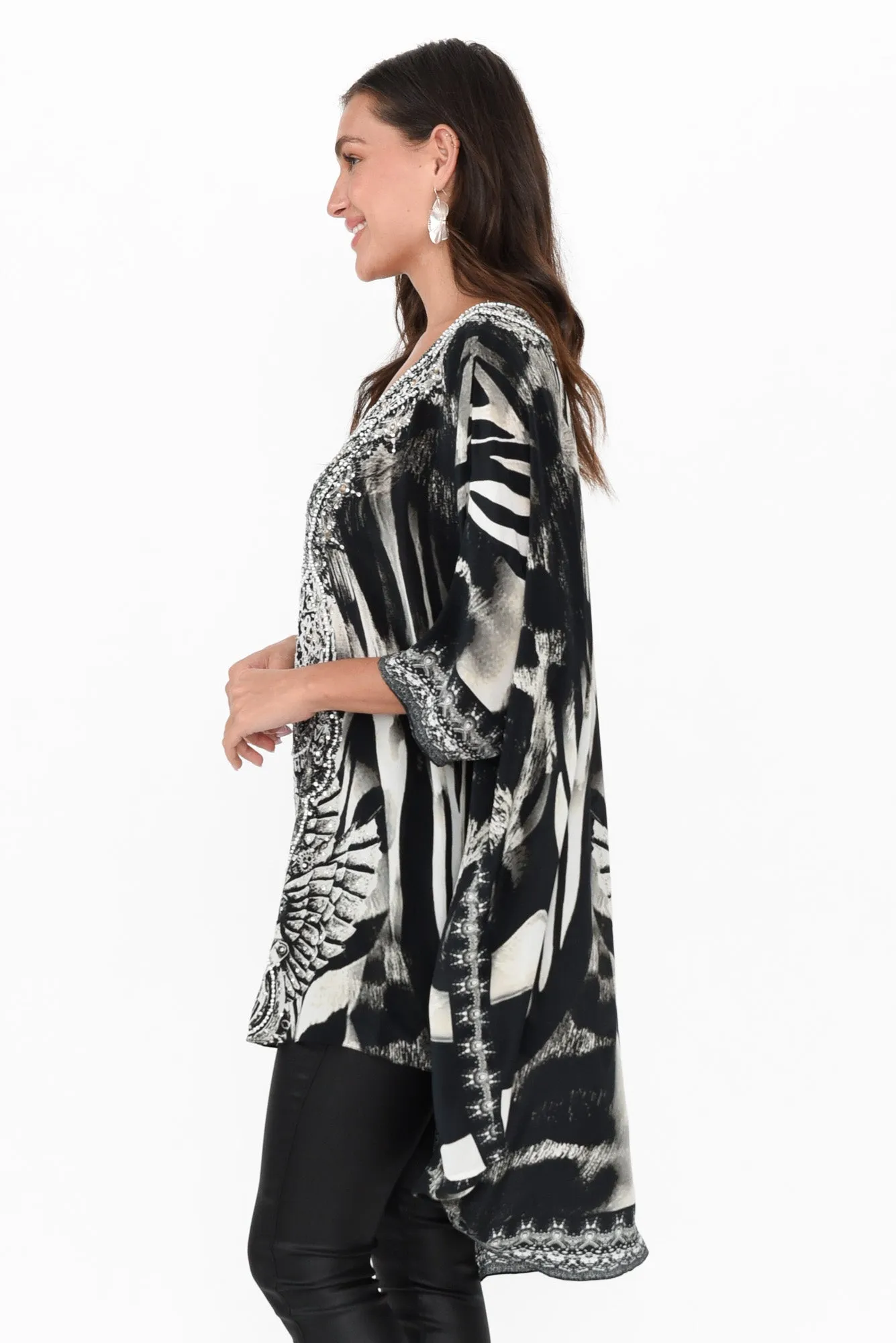 Zulu Black Silk Drape Top sold by Blue Bungalow product image thumbnail 3