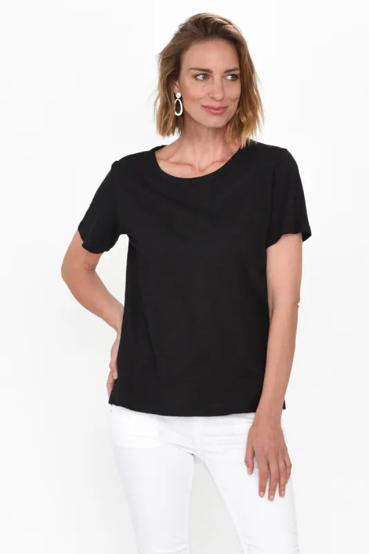 Wynne Black Cotton Tee sold by Blue Bungalow
