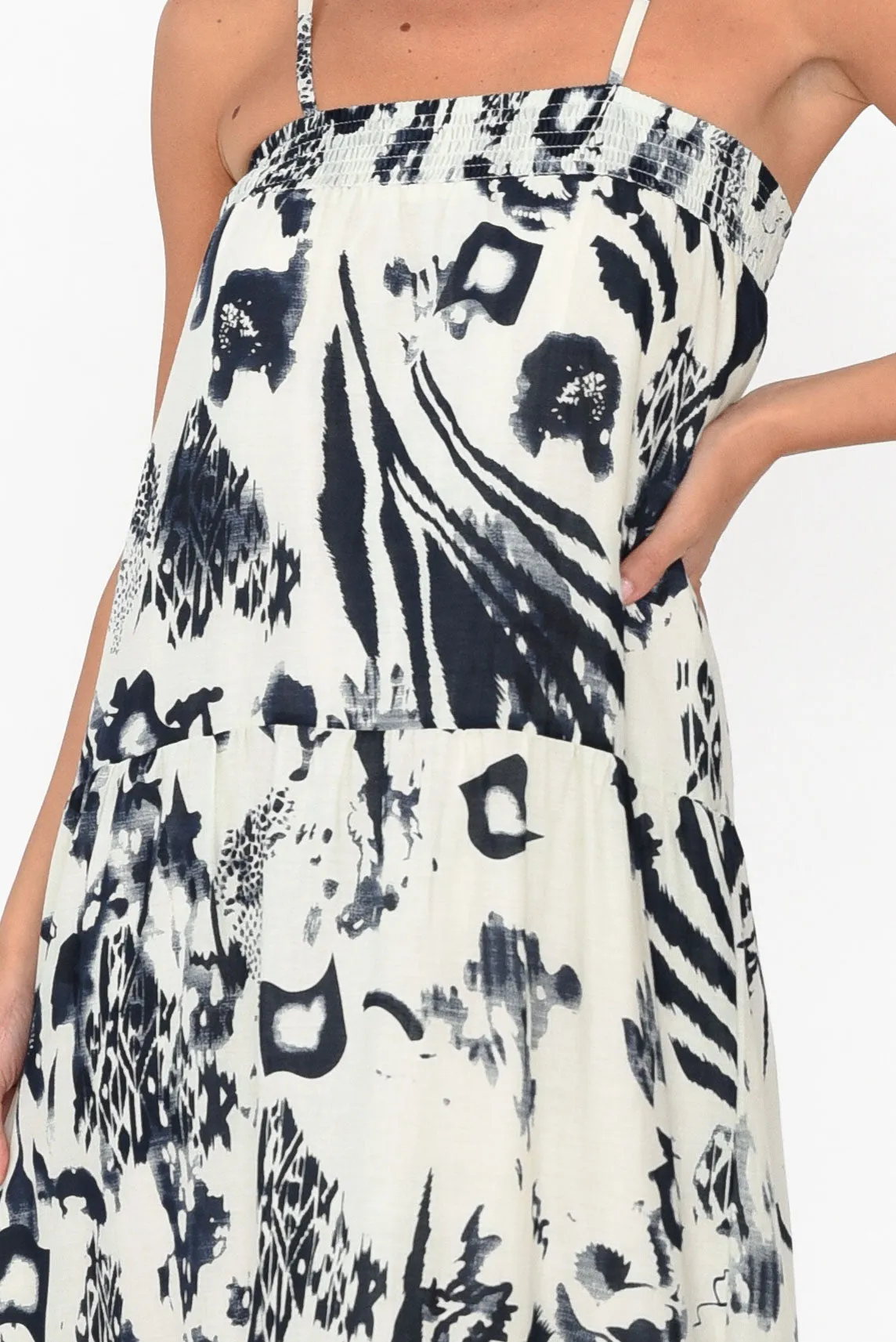 Kenya Navy Abstract Cotton Maxi Dress sold by Blue Bungalow product image thumbnail 5