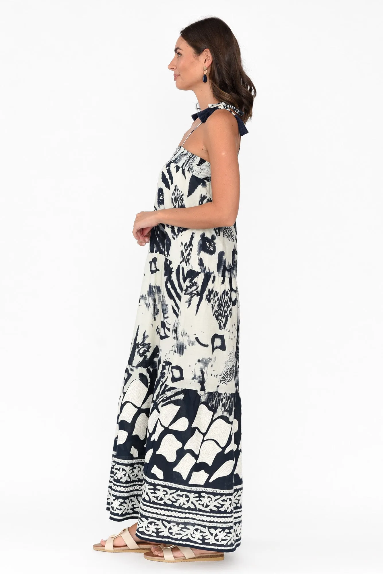 Kenya Navy Abstract Cotton Maxi Dress sold by Blue Bungalow product image thumbnail 3