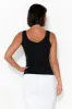 Black Micro Modal Scoop Singlet sold by Blue Bungalow