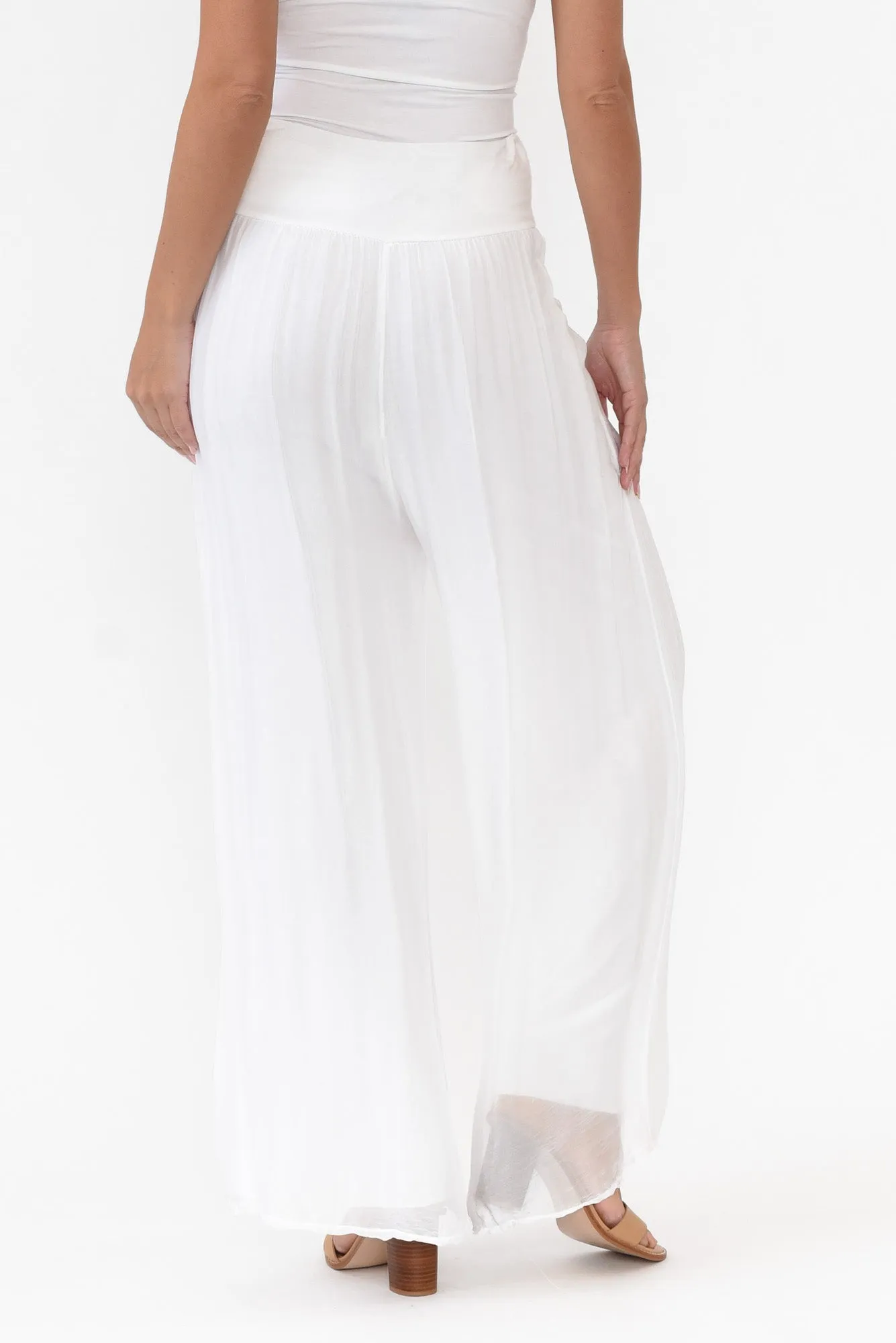 Laurier White Silk Wide Leg Pants sold by Blue Bungalow product image thumbnail 4