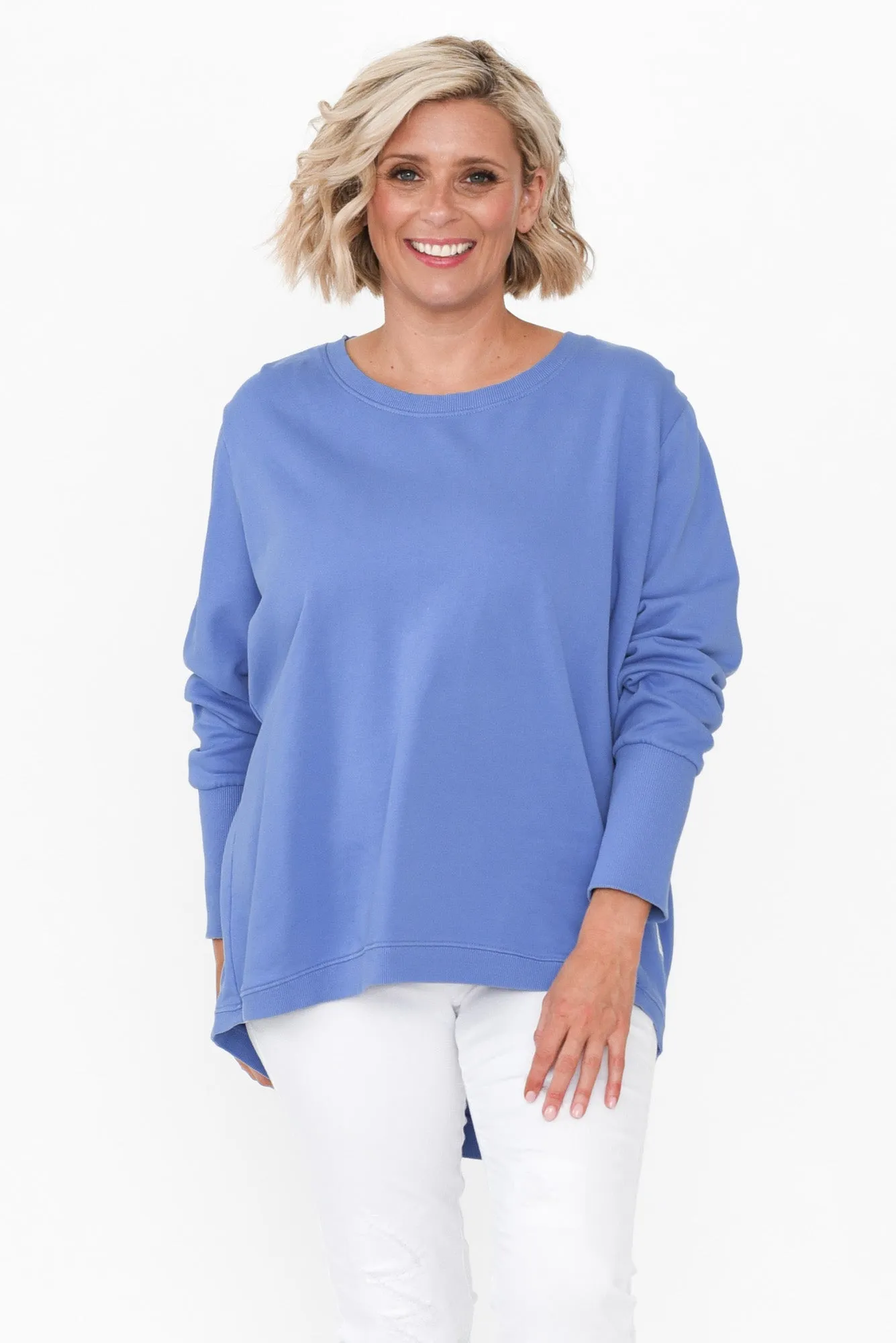 Divine Blue Cotton Crew Jumper sold by Blue Bungalow