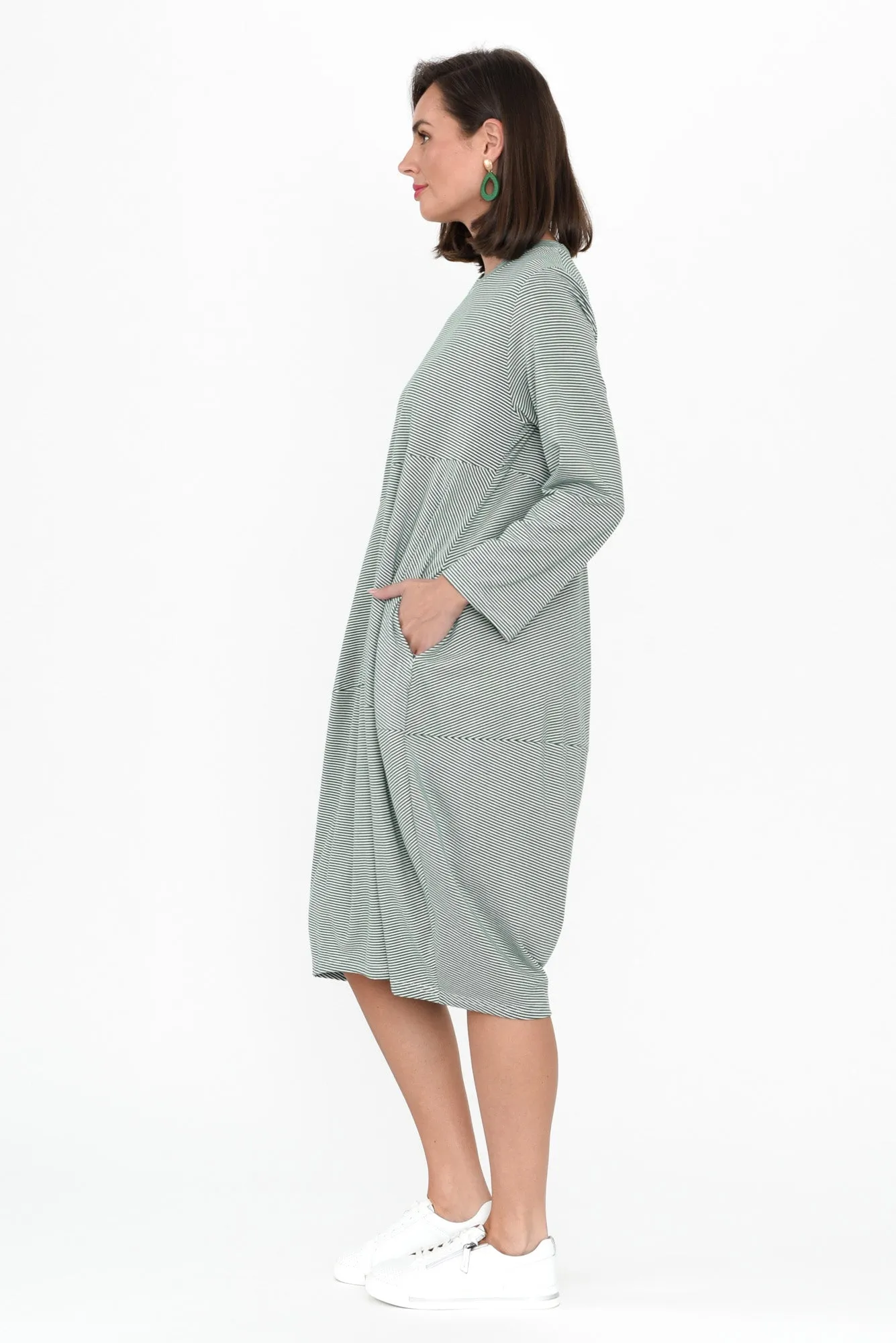 Muriel Green Stripe Cotton Blend Dress sold by Blue Bungalow product image thumbnail 3