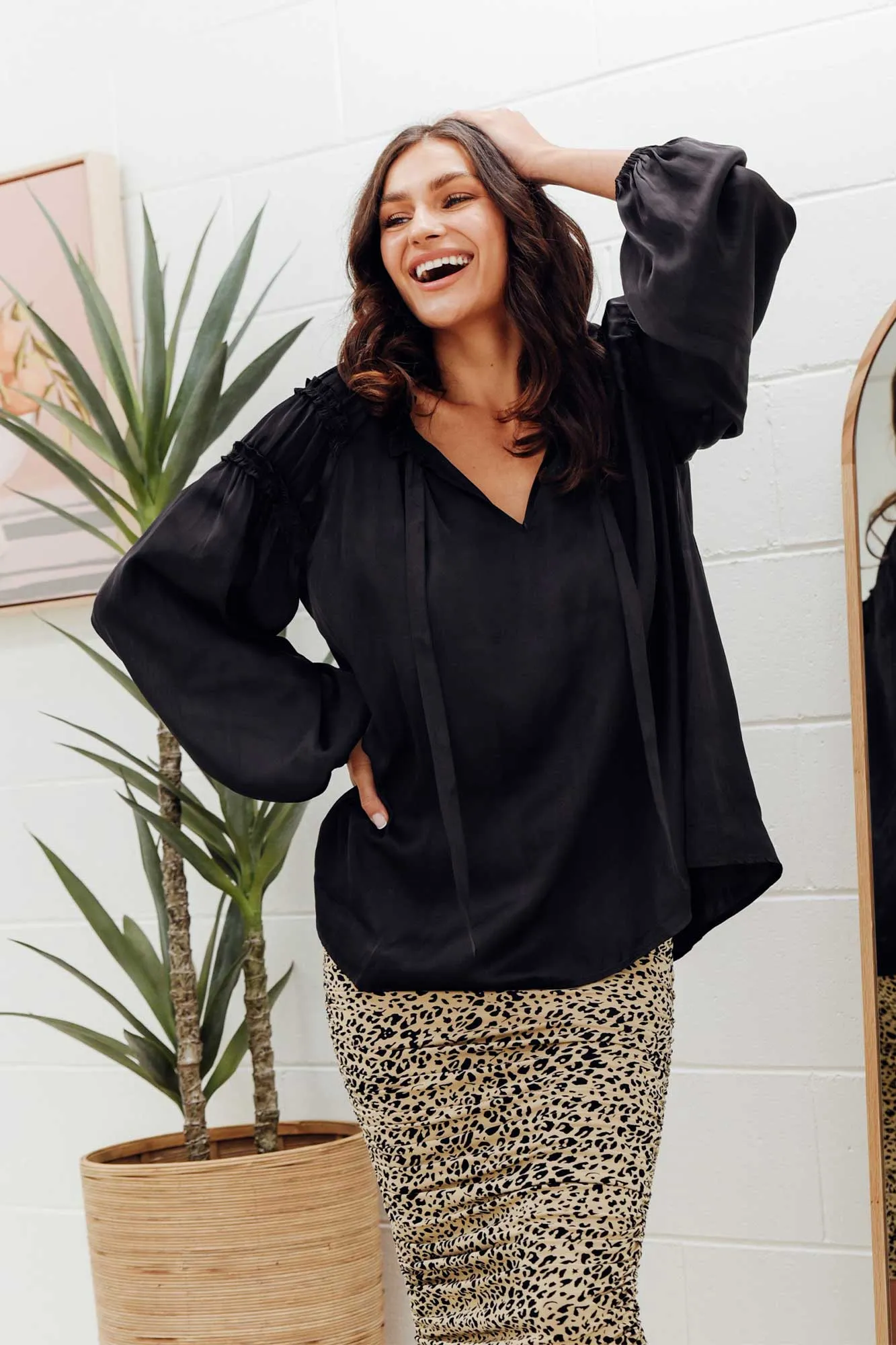 Midnight Flyer Black Long Sleeve Top sold by Blue Bungalow