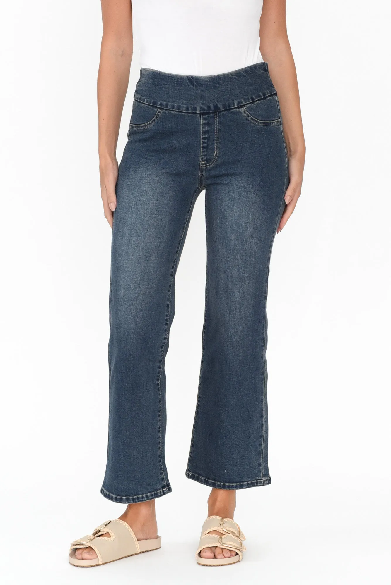 Nicola Dark Denim Wide Leg Jeans sold by Blue Bungalow