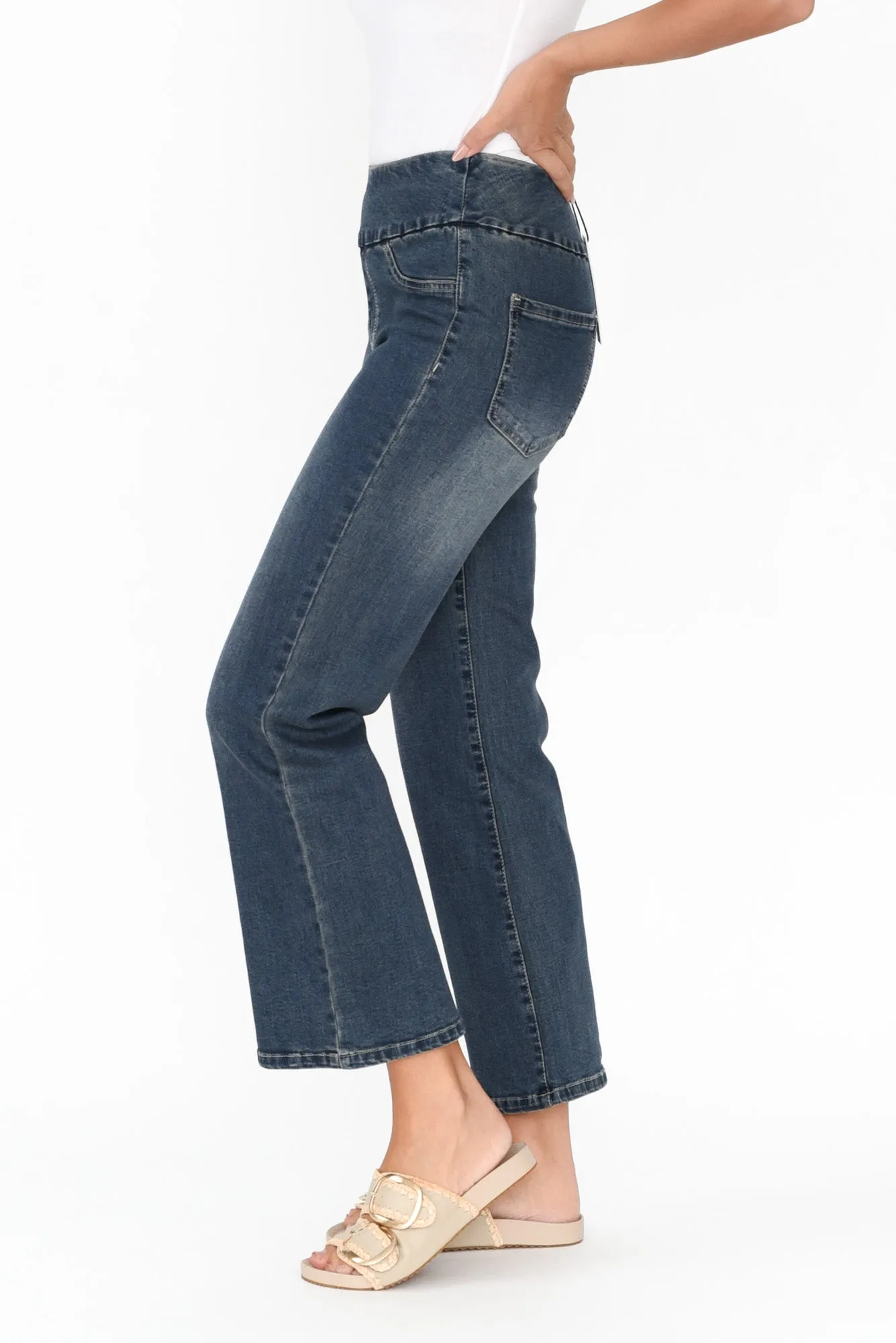 Nicola Dark Denim Wide Leg Jeans sold by Blue Bungalow product image thumbnail 4