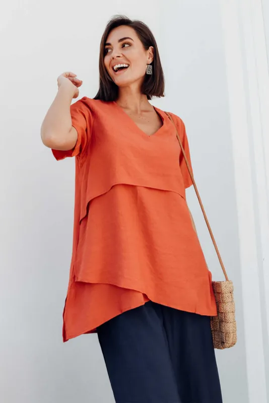 Shoshana Rust Cotton Layered Top sold by Blue Bungalow