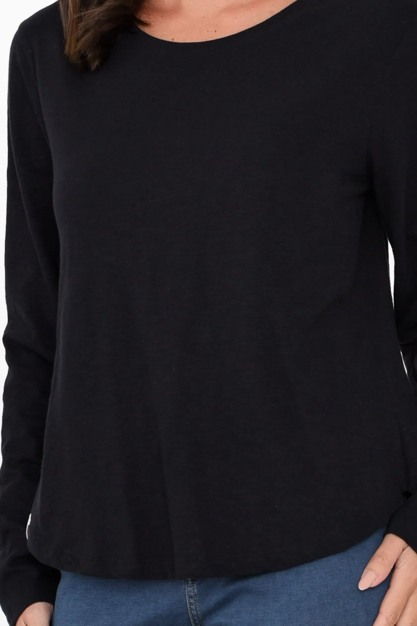 Everyday Black Cotton Long Sleeve Tee sold by Blue Bungalow product image thumbnail 5
