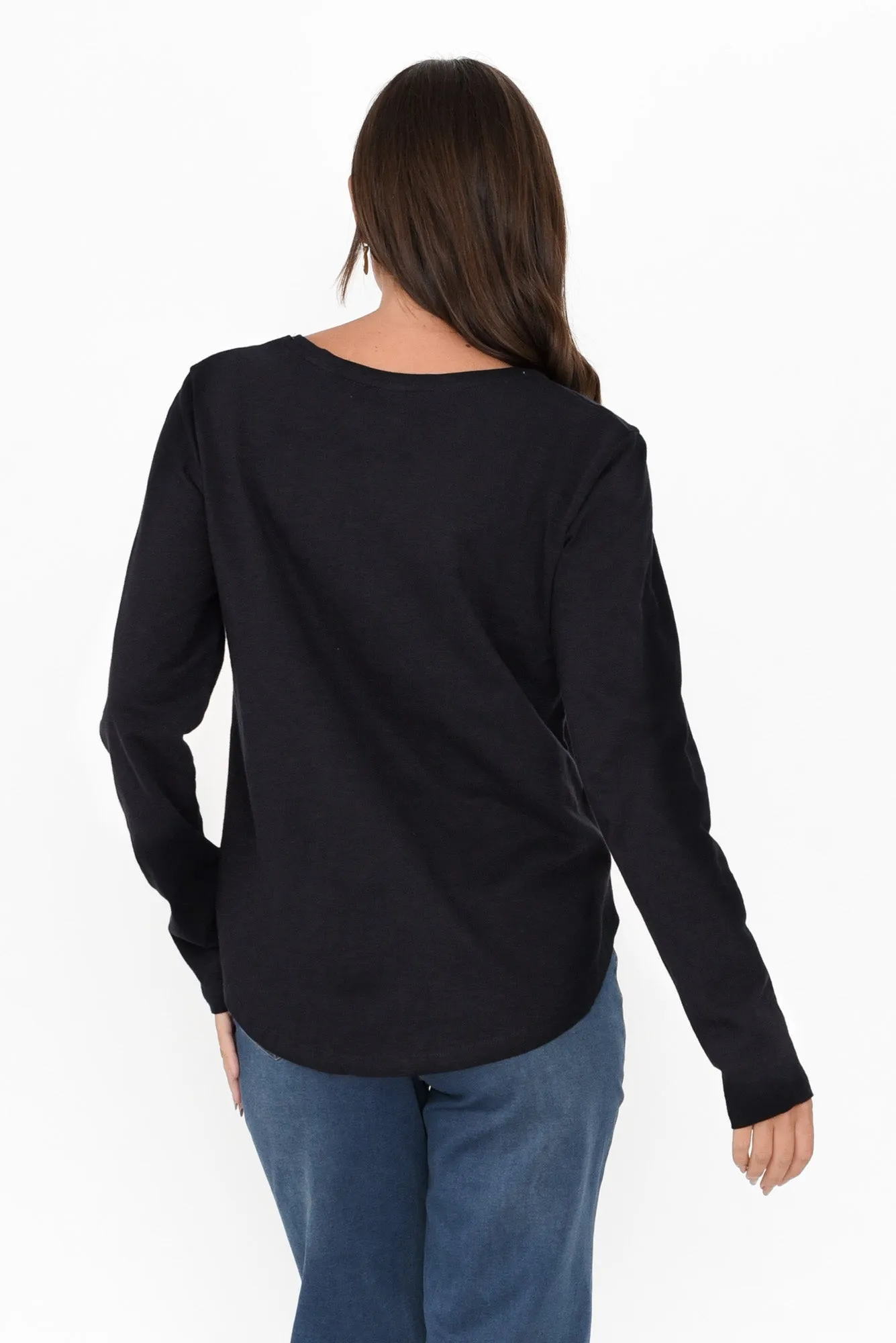 Everyday Black Cotton Long Sleeve Tee sold by Blue Bungalow product image thumbnail 4