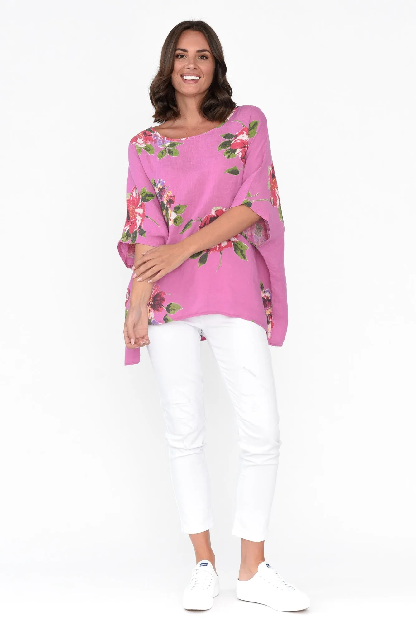 Martine Pink Flower Linen Top sold by Blue Bungalow product image thumbnail 2