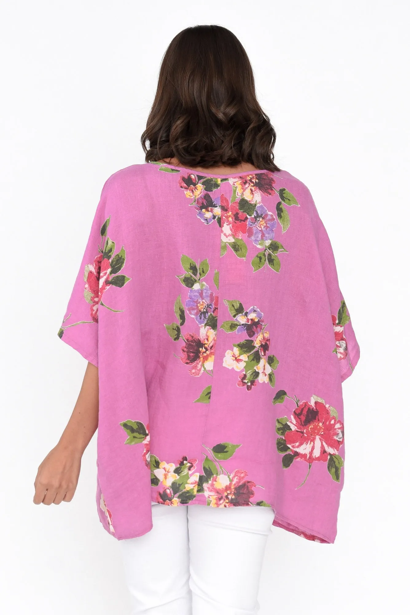 Martine Pink Flower Linen Top sold by Blue Bungalow product image thumbnail 4
