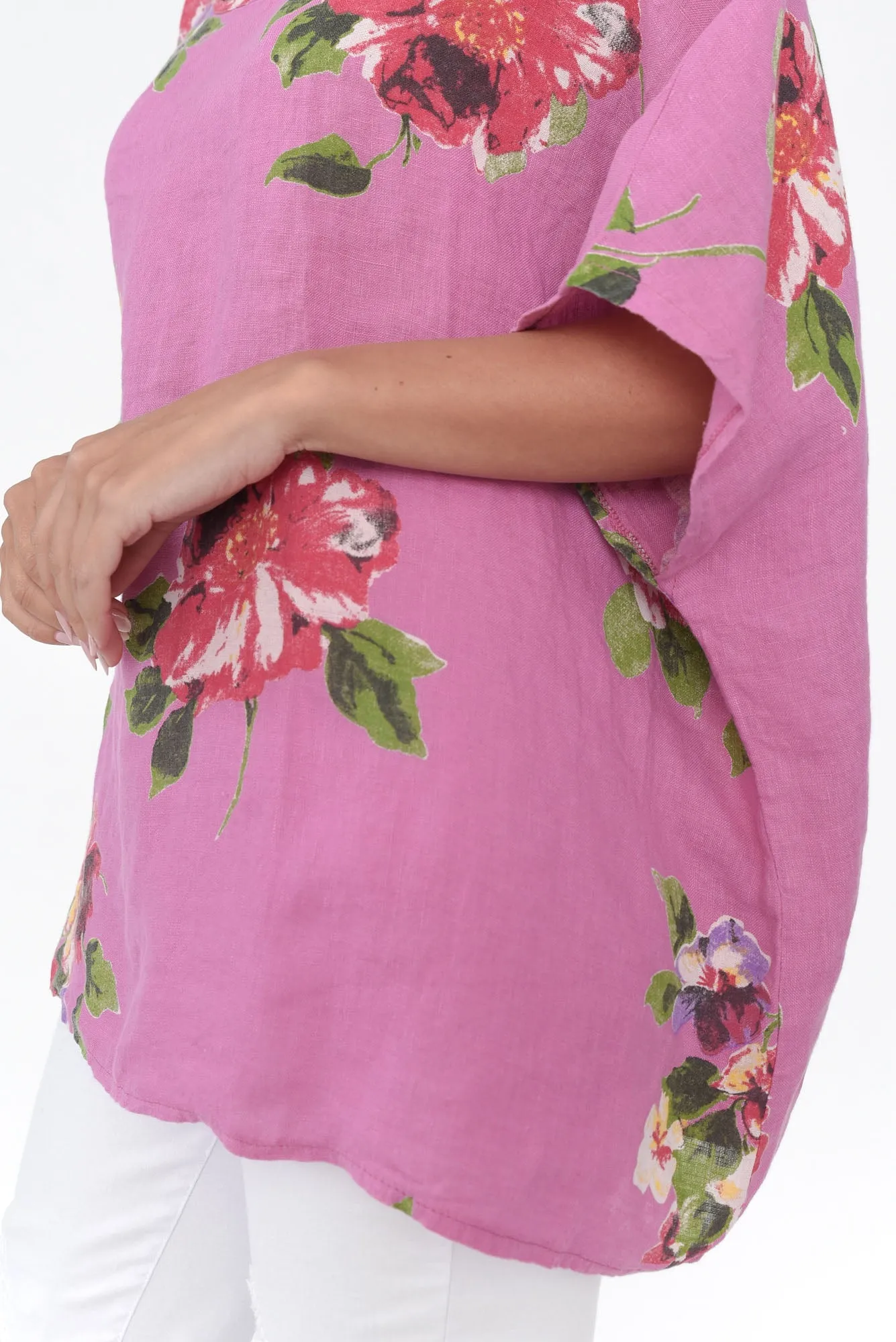 Martine Pink Flower Linen Top sold by Blue Bungalow product image thumbnail 5