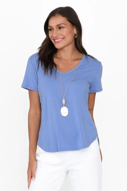 Veronica Blue Bamboo Tee sold by Blue Bungalow