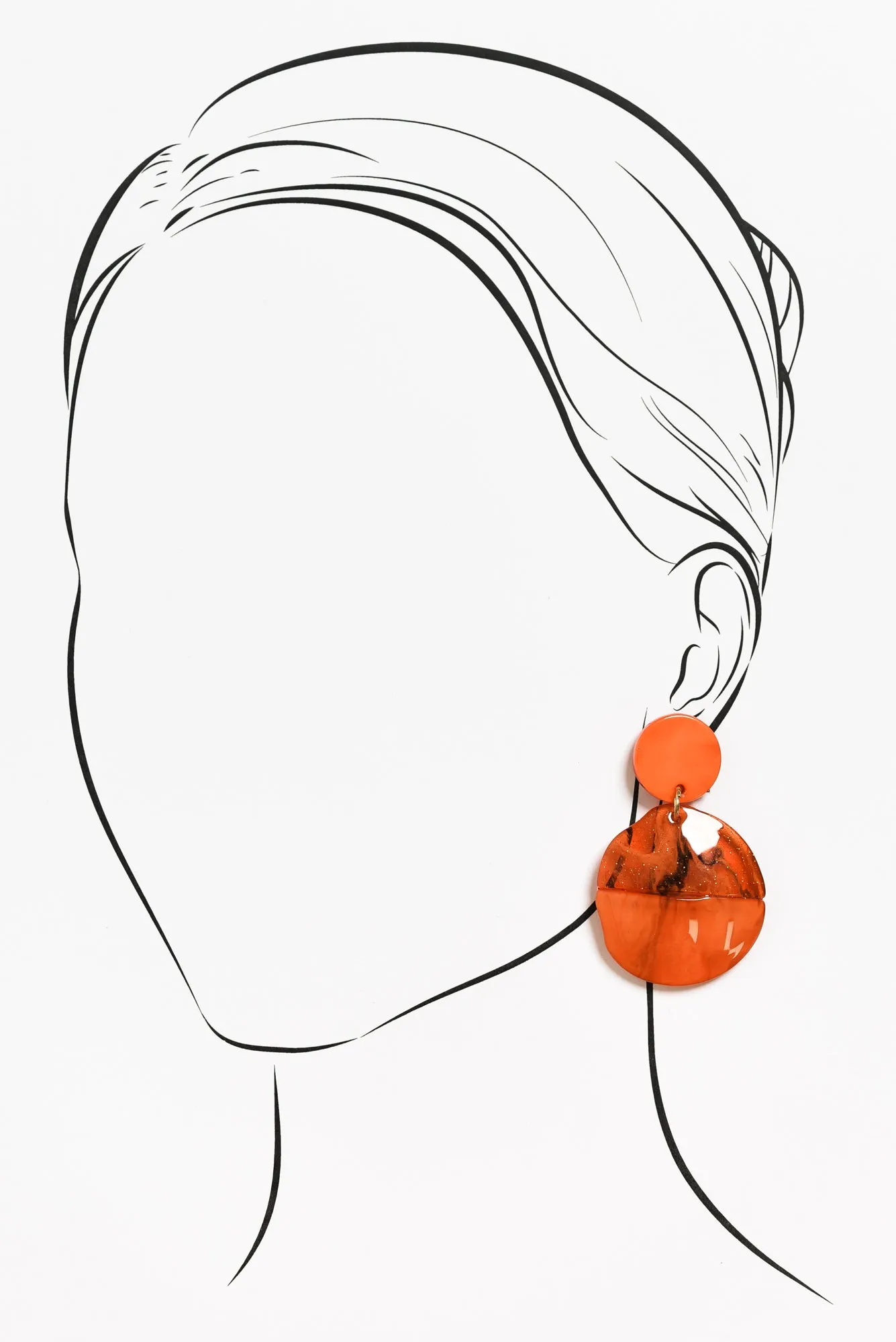 Isolde Orange Glitter Circle Earrings sold by Blue Bungalow product image thumbnail 2