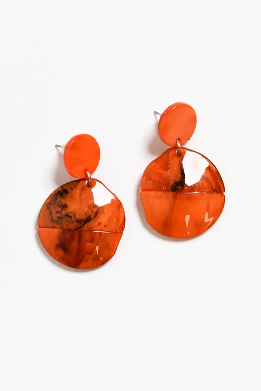 Isolde Orange Glitter Circle Earrings sold by Blue Bungalow