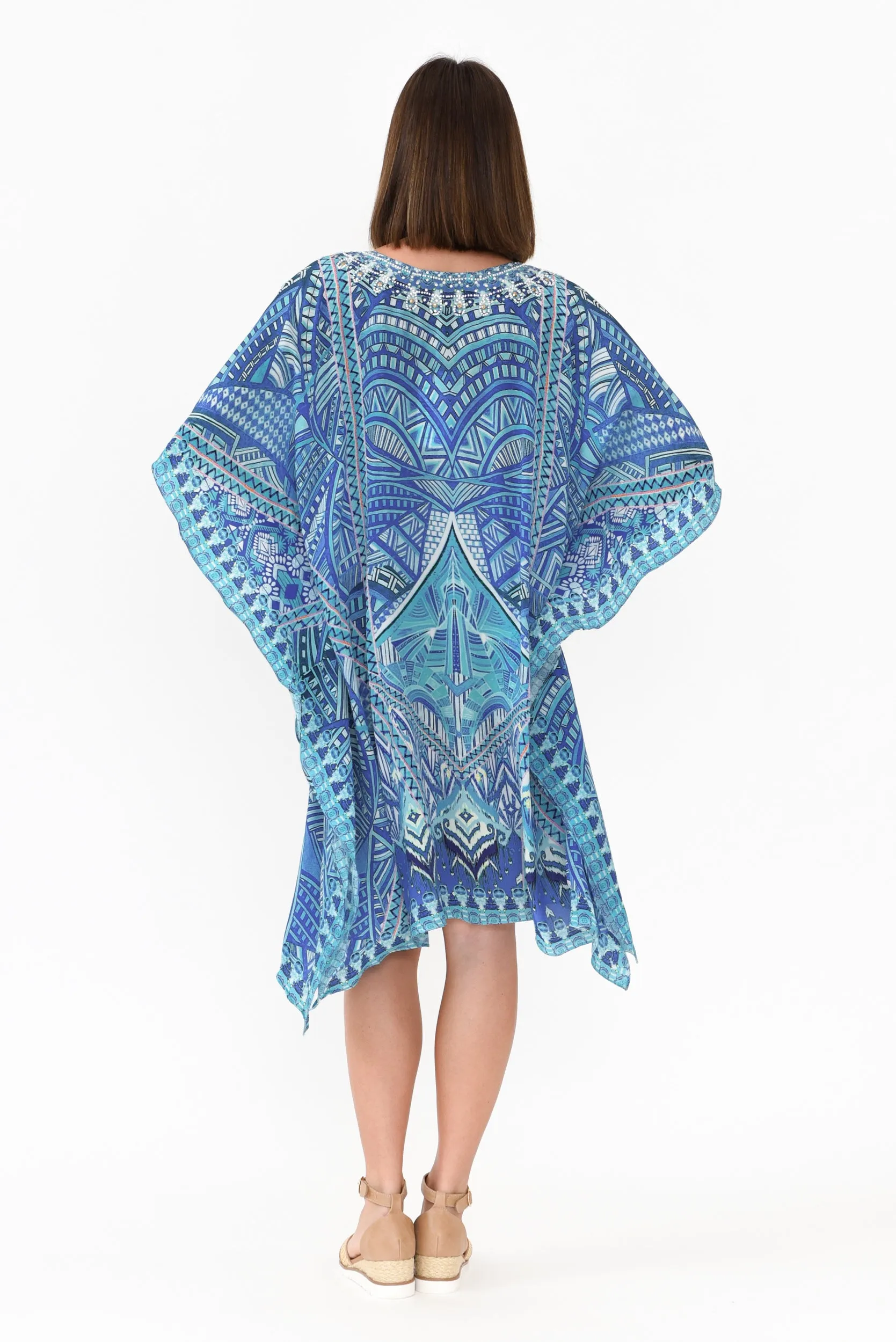 Emen Blue Silk Kaftan sold by Blue Bungalow product image thumbnail 4