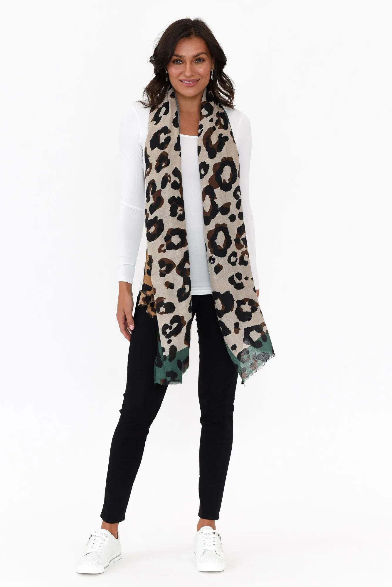 Kelsie Green Leopard Scarf sold by Blue Bungalow product image thumbnail 2