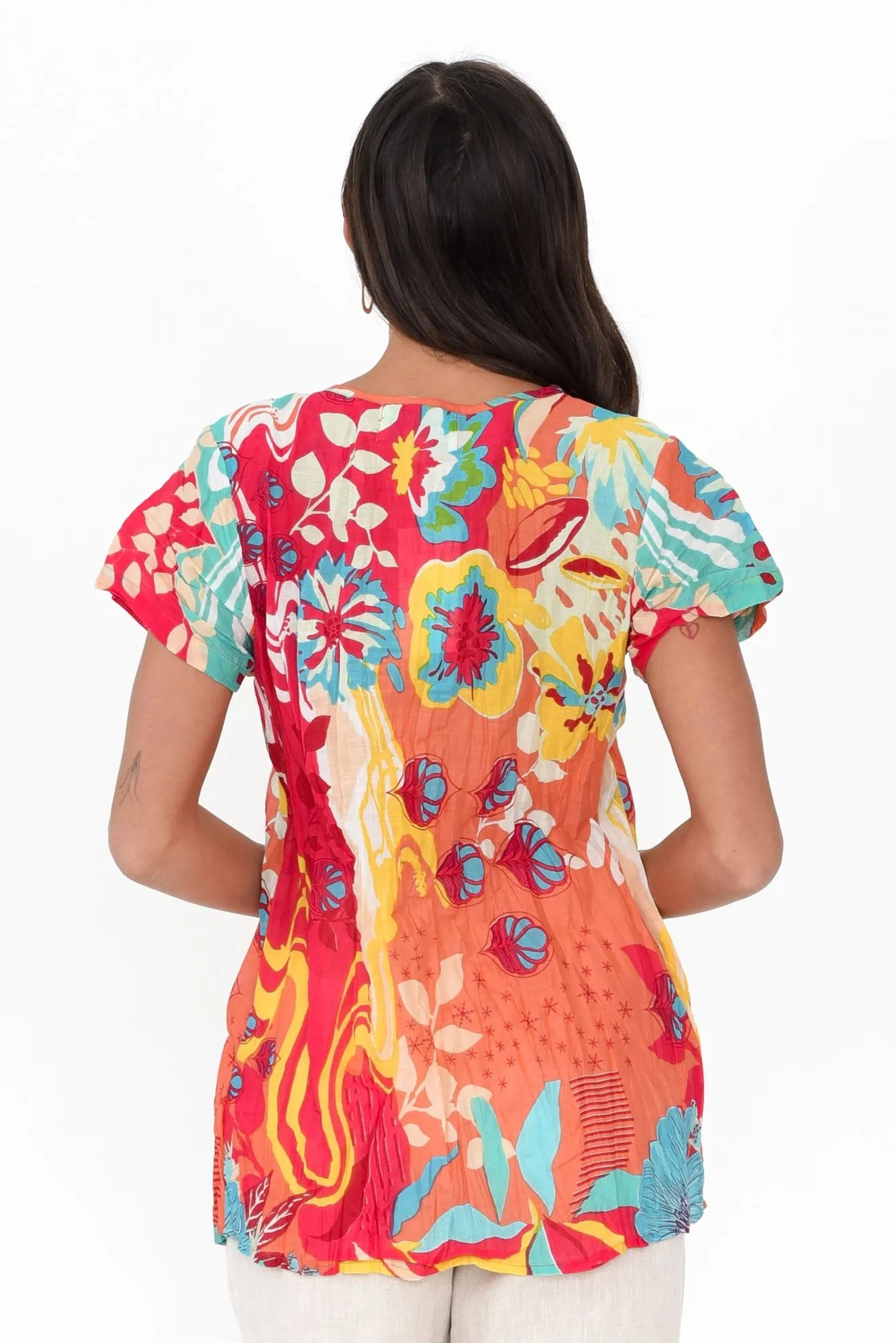 Fia Orange Bloom Crinkle Cotton Top sold by Blue Bungalow product image thumbnail 5