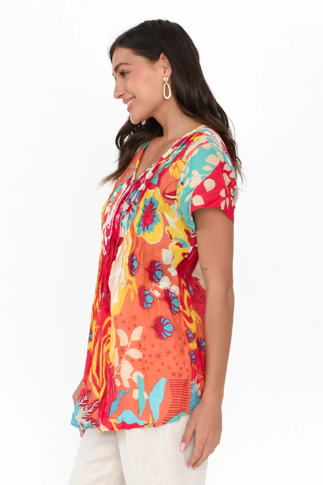 Fia Orange Bloom Crinkle Cotton Top sold by Blue Bungalow product image thumbnail 4