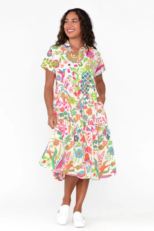 Kusadasi Green Garden Organic Cotton Tiered Dress sold by Blue Bungalow