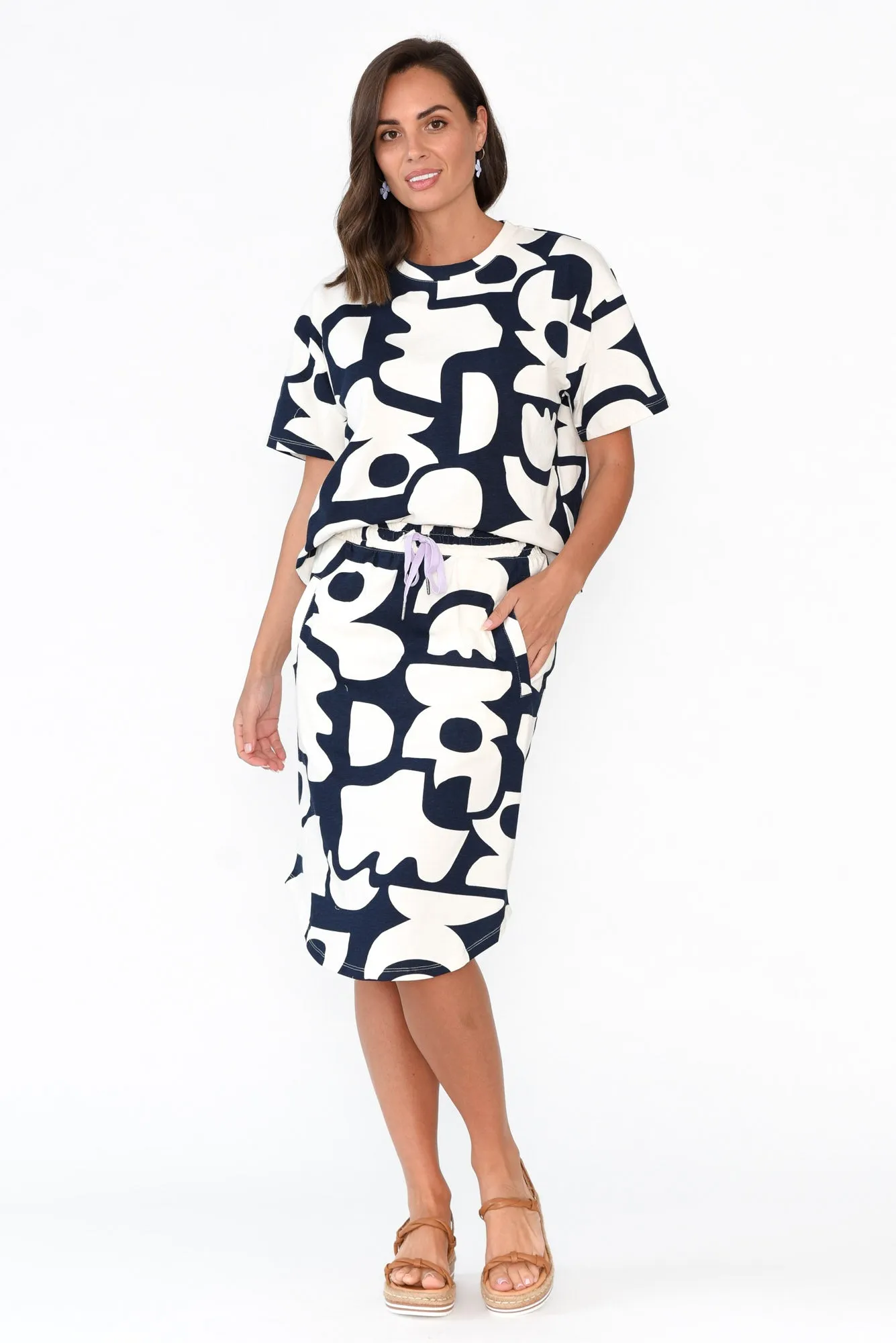 Miro Navy Abstract Cotton Top sold by Blue Bungalow product image thumbnail 2