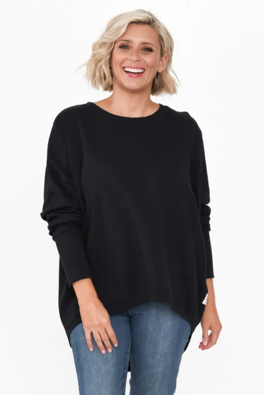 Divine Black Cotton Crew Sweatshirt sold by Blue Bungalow